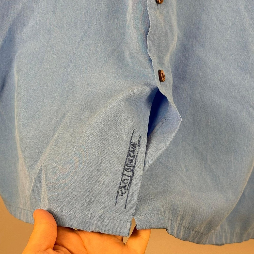 RARE* VTG Bamboo Cay Blue Button-Up Shirt Tropical L Hidden Embroidered Pocket - Picture 11 of 11
